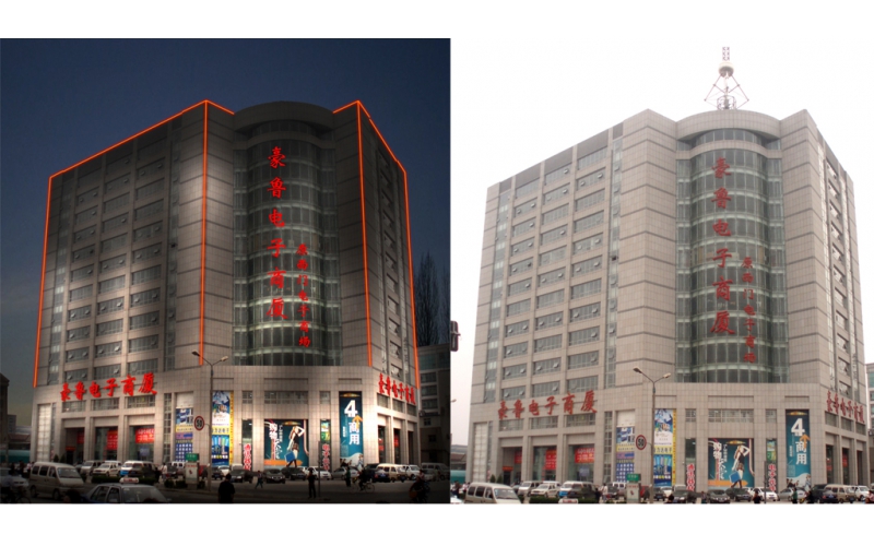 豪魯電子商廈發(fā)光標(biāo)識(shí)，壓克力發(fā)光大字